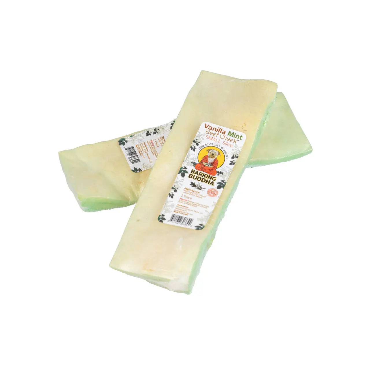 Barking Buddha Vanilla Mint Flavored Beef Cheek Slices - Small Size (30 Pieces per Case) for Small Dogs