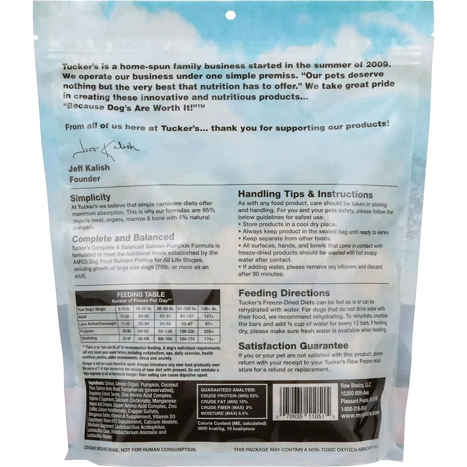 Tucker's® Freeze-Dried Dog Food with Salmon and Pumpkin, 12-Ounce Package