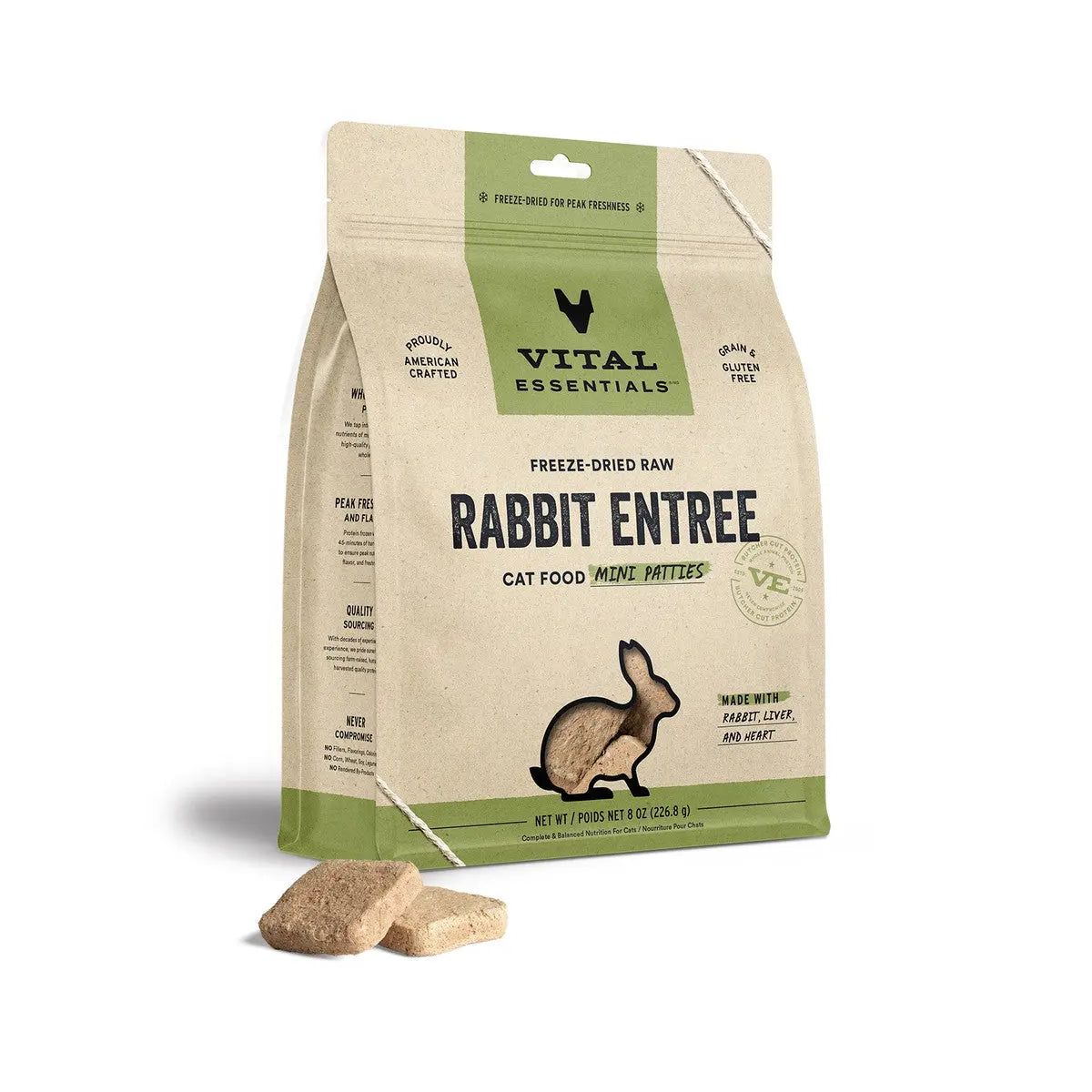 Vital Essentials® Mini Freeze-Dried Raw Rabbit Entree Cat Food Patties - A Nutritious Option for Your Feline Friends