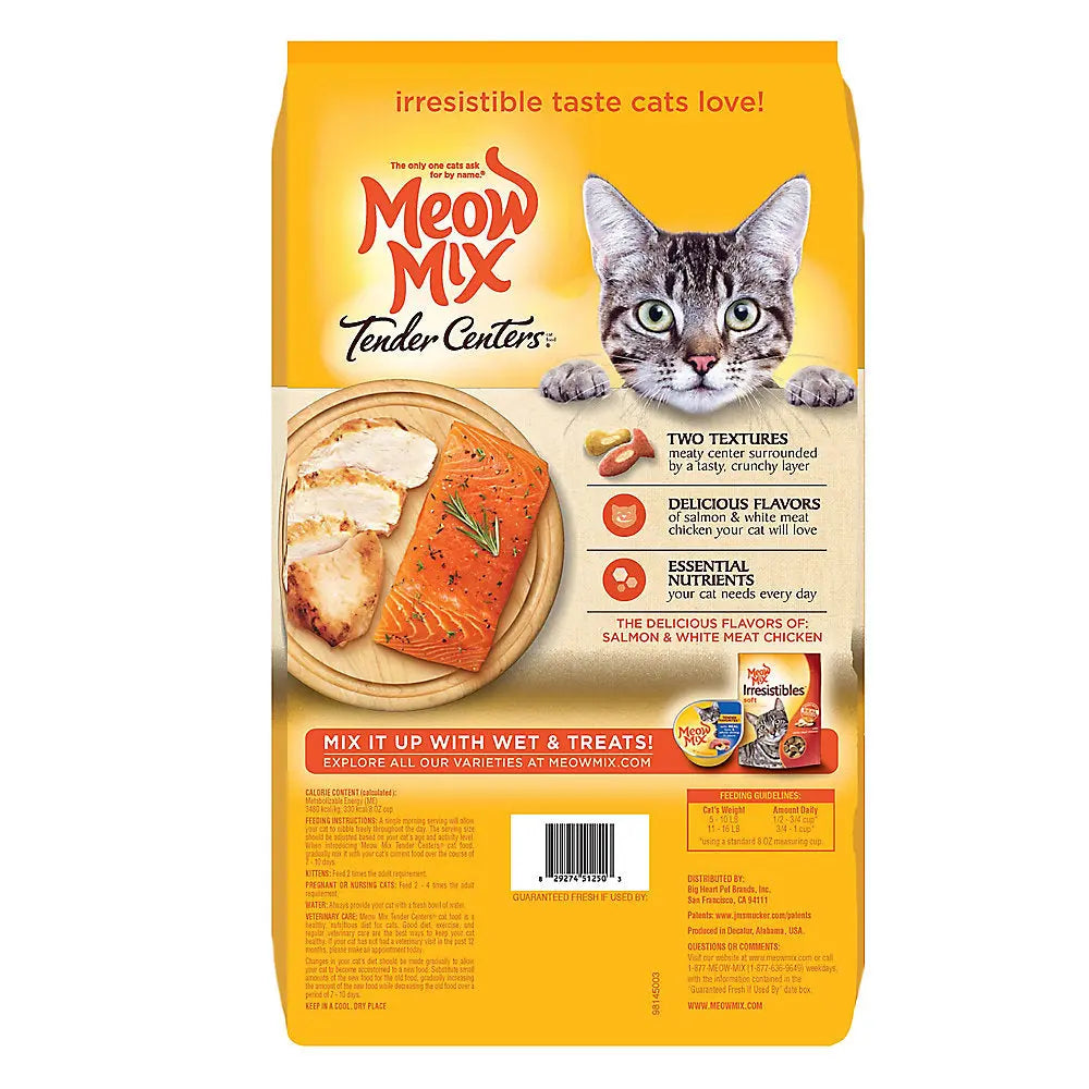 Meow-Mix Dry Cat Food with Tender Centers in Irresistible Salmon and Chicken Flavors