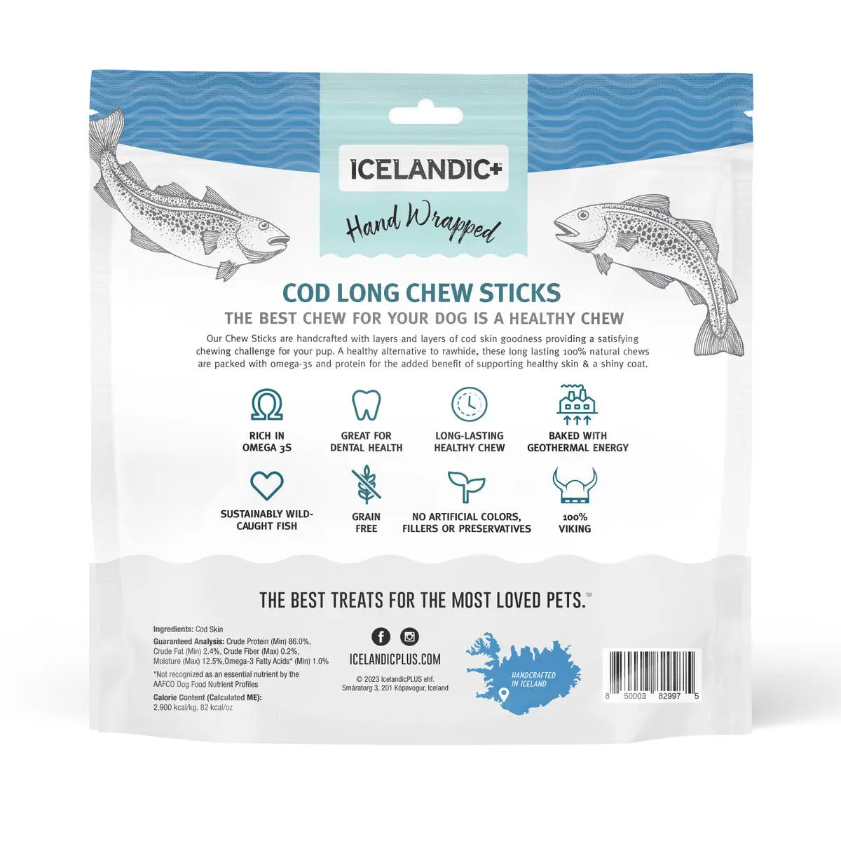 Icelandic Premium Cod Skin Hand - Wrapped Dog Chew Treats