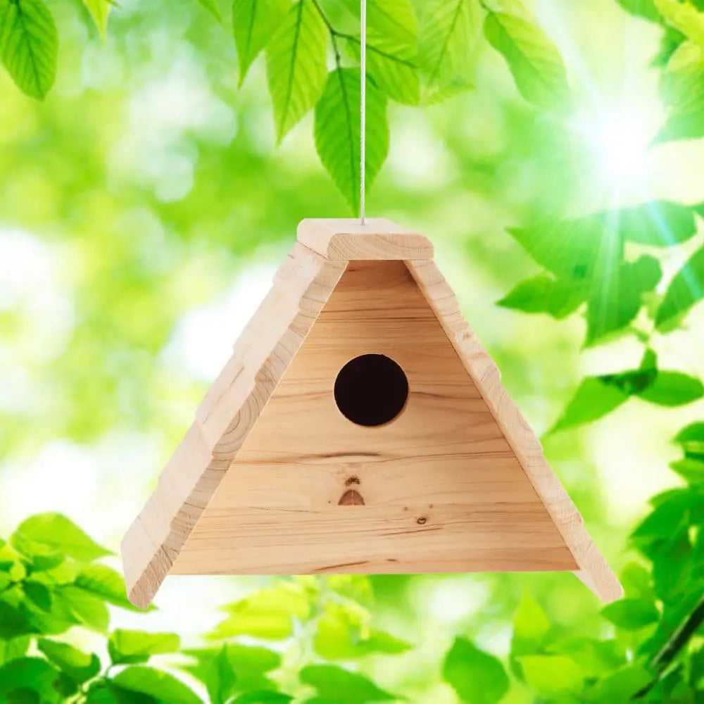 Traditional A-Frame Style Hanging Wooden Birdhouse for Trees or Hooks