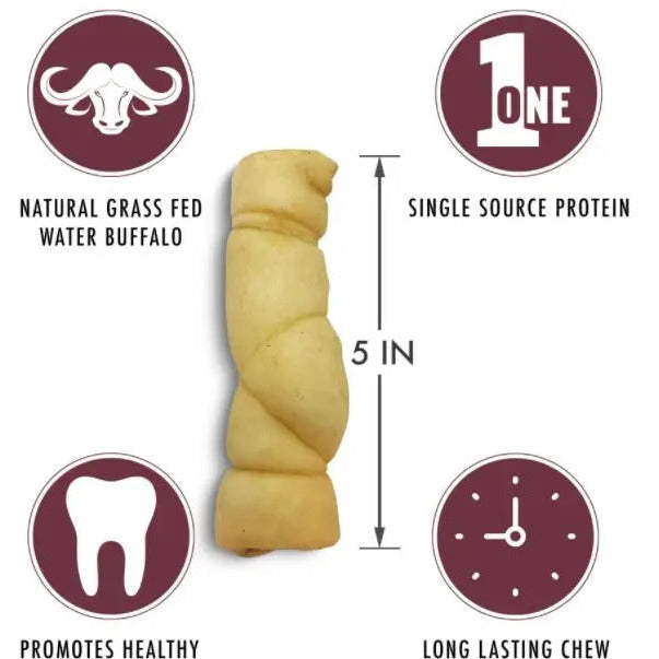 Wild Eats All - Natural Water Buffalo Cheek Roll Dog Treats for Long - Lasting Chewing (5 - 6 Cheek Rolls)