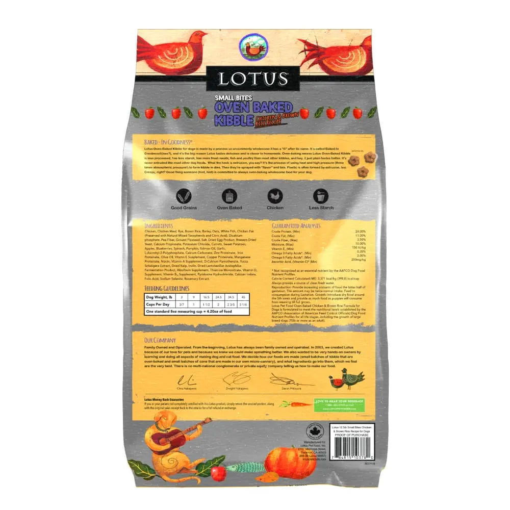 Lotus Oven-Baked Good Grains Chicken Recipe Adult Small Bites Dry Dog Food