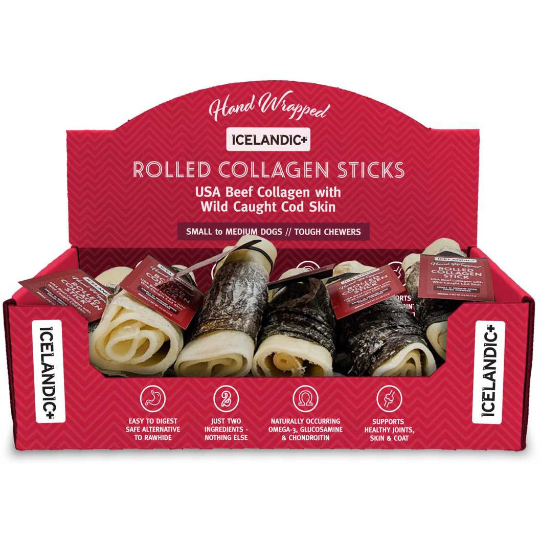 Icelandic Premium Beef Rolled Collagen Stick Wrapped with Fish - A Delightful Dog Chew Treat