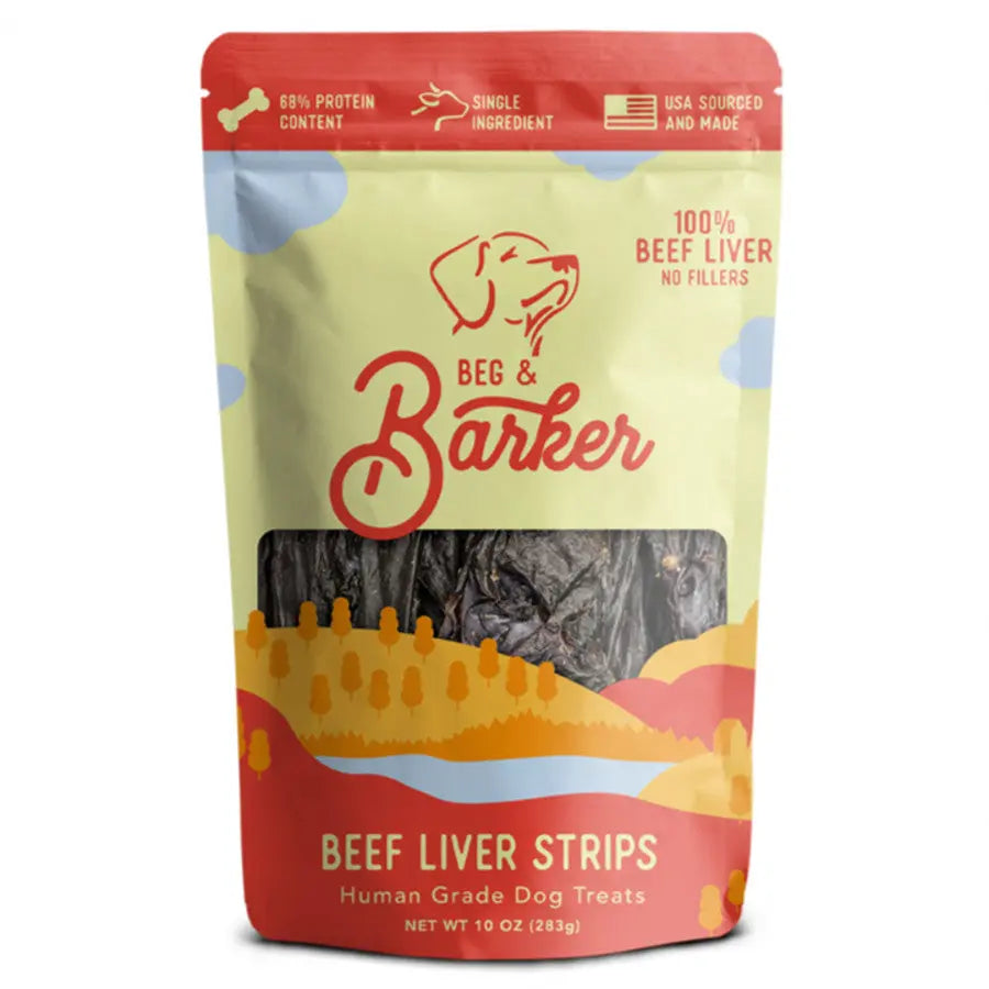Beg & Barker All-Natural, USA-Sourced Air-Dried Beef Liver Strip Dog Treats