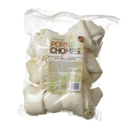 Pork Chomps Knotted Baked Pork Chew Treats for Dogs - Traditional Bone Shape