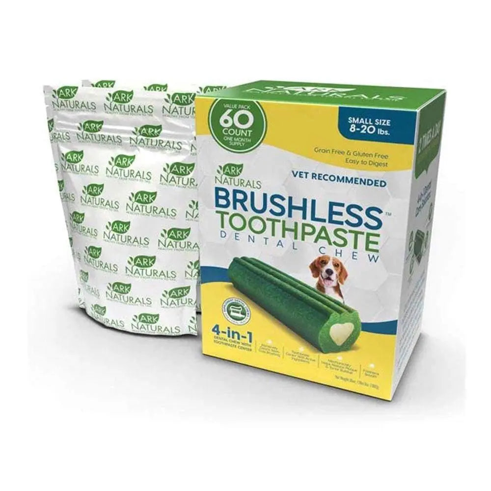Ark Naturals® Dental Dog Chews for Small Breeds - 4-In-1 Brushless Toothpaste Formula, 60 Count Pack