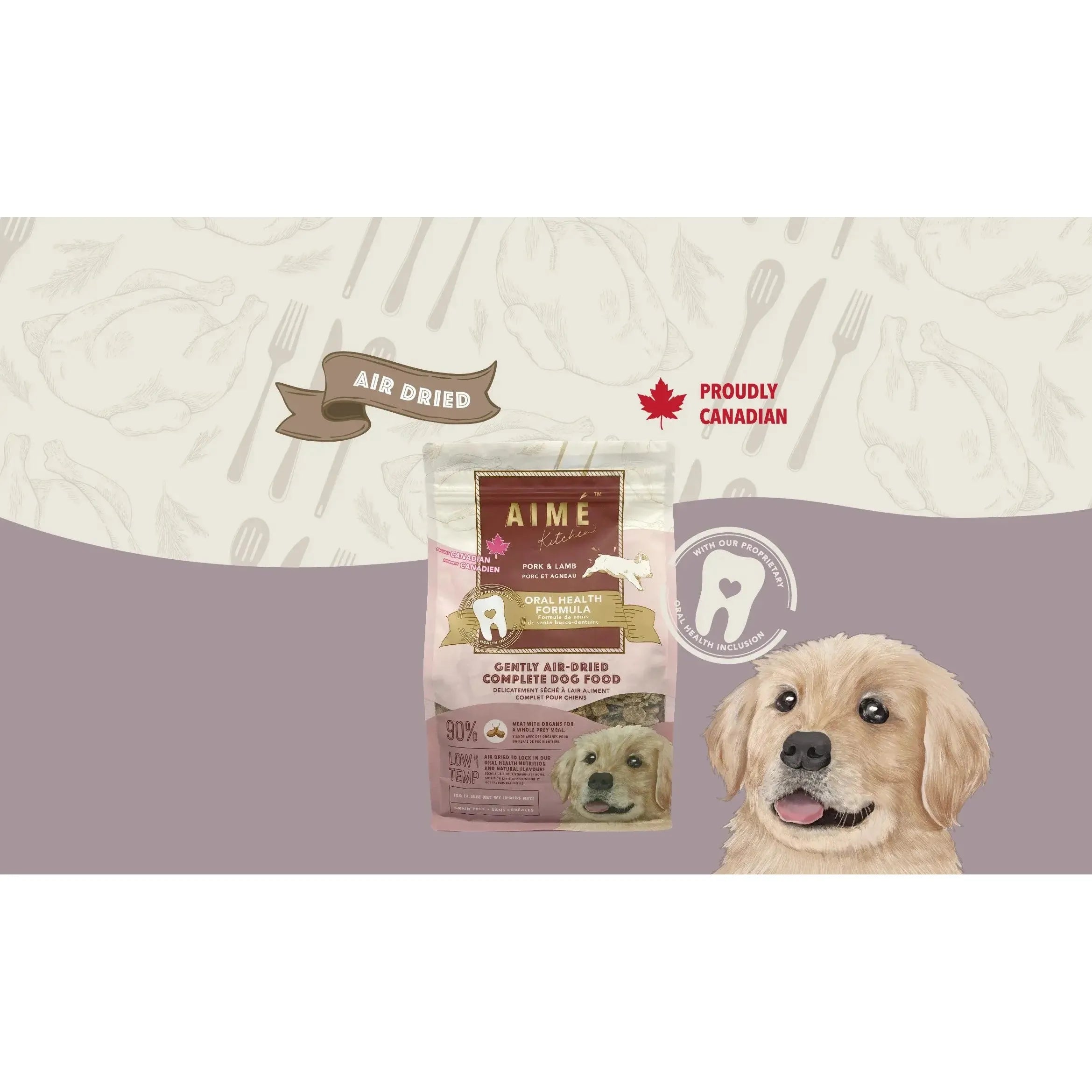 Aime Kitchen Oral Care Air Dried 2.2lb Pork & Lamb Dog Food
