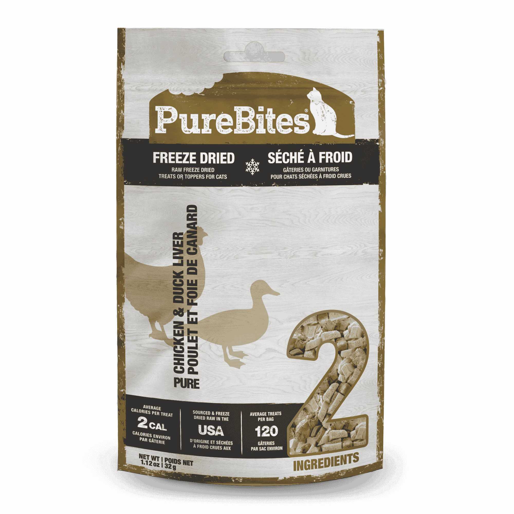 PureBites 1.05 oz Freeze - Dried Cat Treats: Chicken Breast & Duck Liver Delight