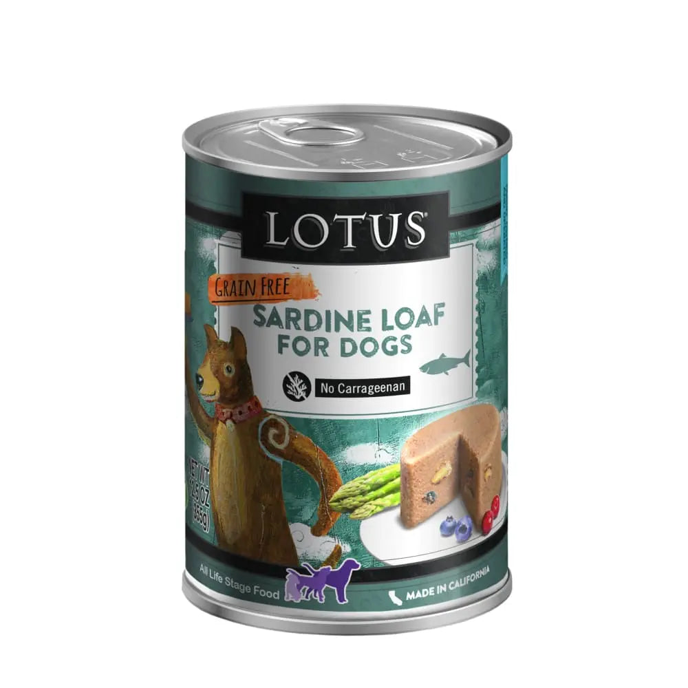 Grain-Free Canned Dog Food - Lotus Sardine Loaf, Pack of 12 Cans, Each 12.5 Ounces
