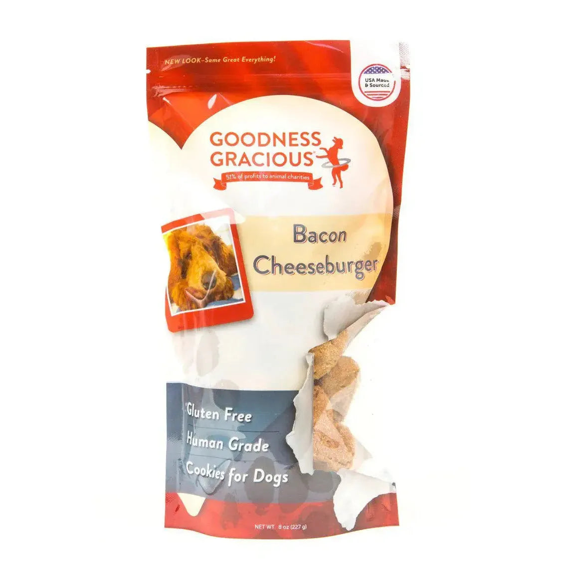 Delicious Goodness Gracious 8oz Bacon Cheeseburger Flavored Dog Treat Cookies