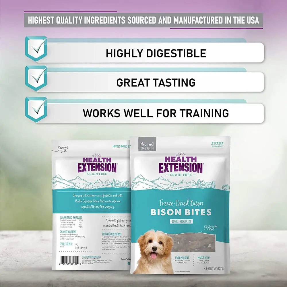 Health Extension 4.5 oz All - Natural Bison Bites Dog Treats