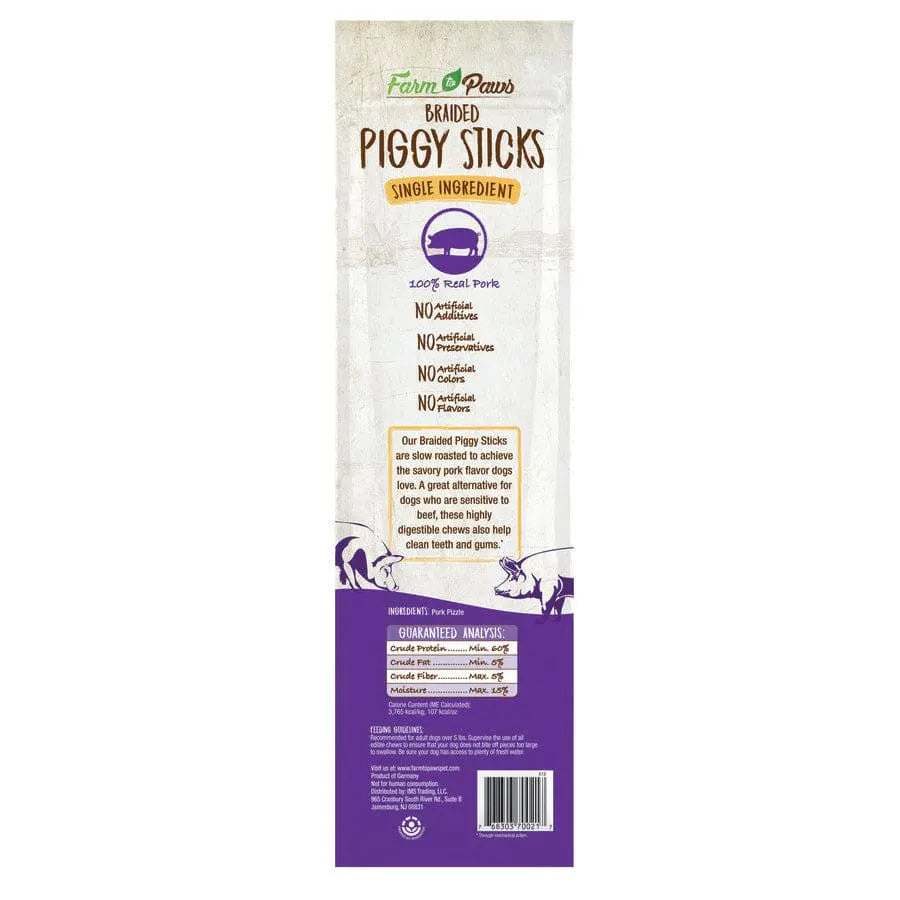 Cadet Farm to Paws Natural Braided Pork Sticks - Long - lasting Dog Treats