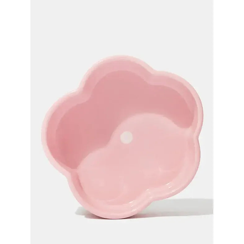 Vetreska Modern and Stylish Flora-Shape Ceramic Pet Bowl Set with Beechwood Stand