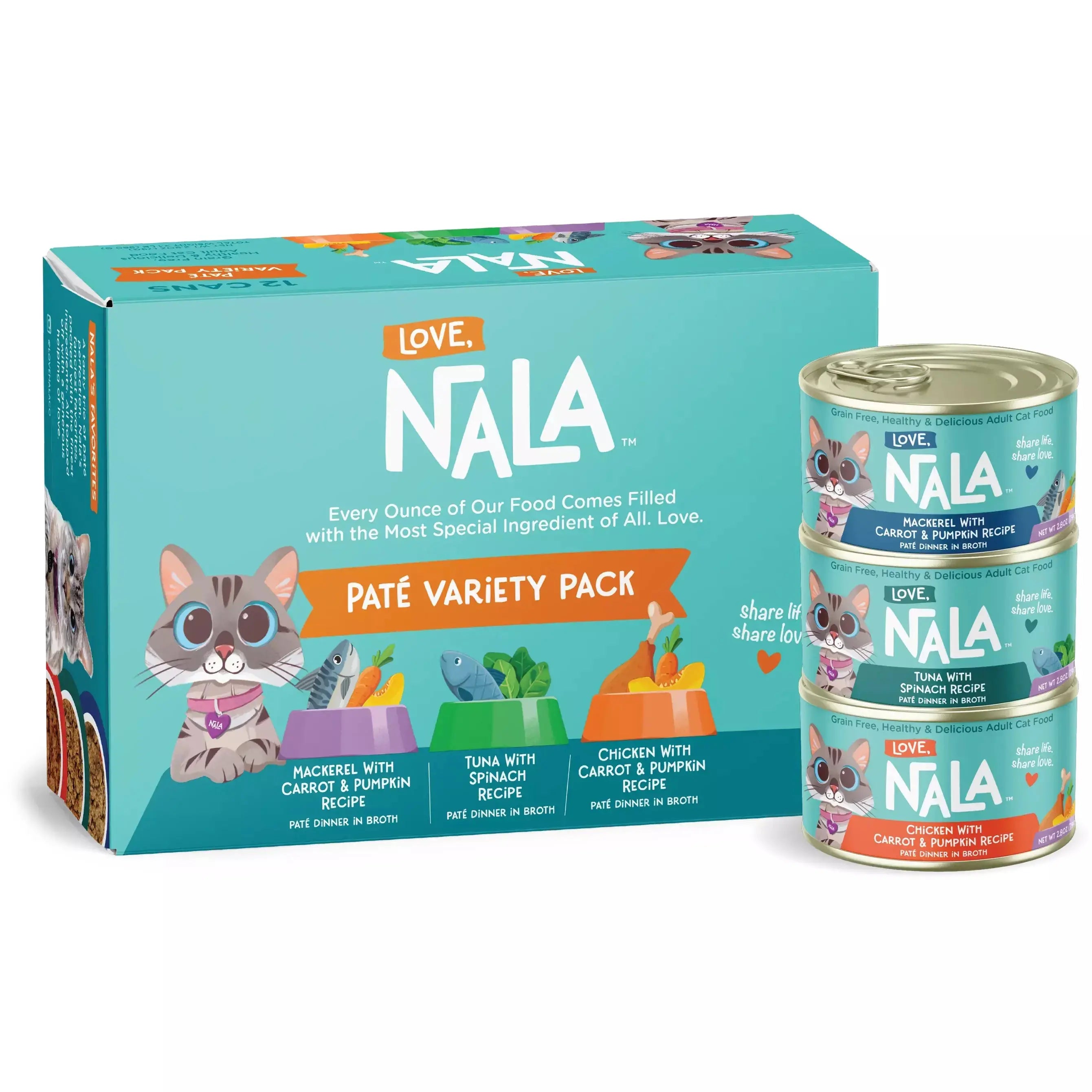 Love, Nala Cat Pate Variety Pack - 2.8 Ounce Cans, 12 Cans per Case
