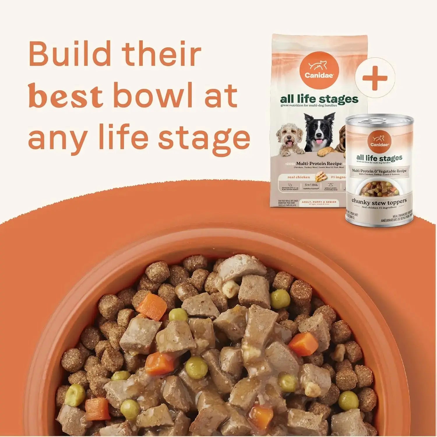 CANIDAE Premium All Life Stages Chunky Stew Toppers Wet Dog Food - Pack of 6 Cans, Each 12.7 Ounces