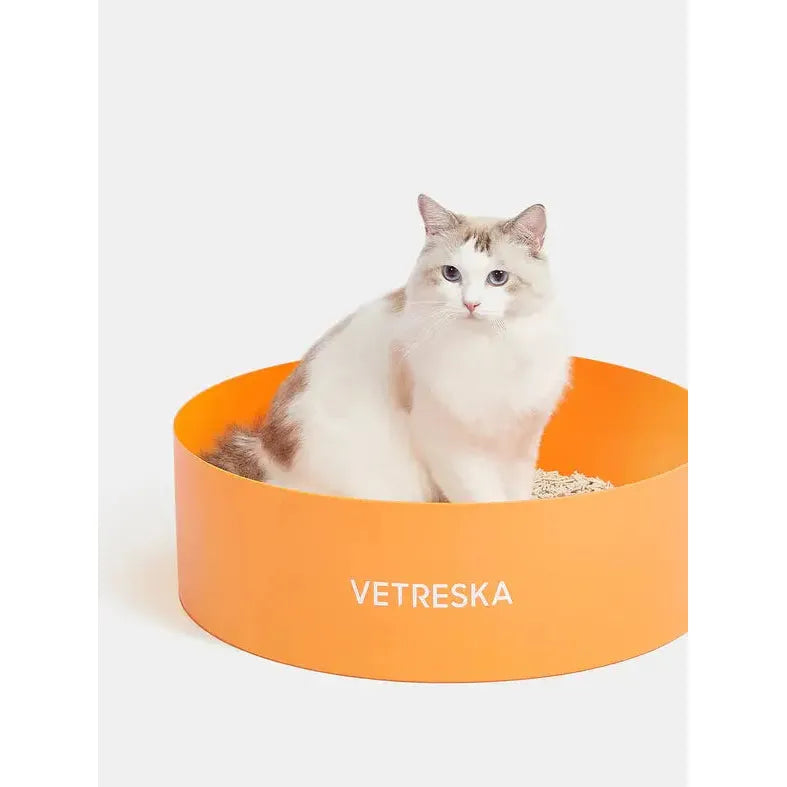 Vetreska Functional and Efficient Tangerine-Colored Cat Litter Box for All Cat Sizes