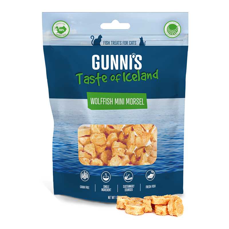 Gunni's Premium Omega-Rich Icelandic Wolffish Mini Morsel Cat Treats - A Taste of the Arctic for Your Feline Friends