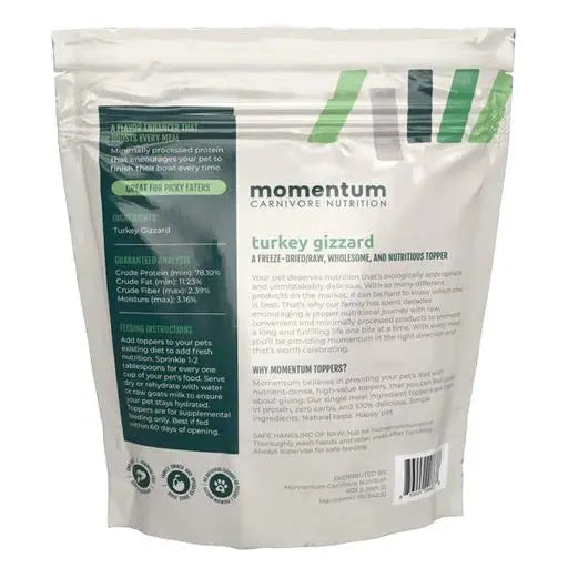 Momentum Carnivore Nutrition Freeze-Dried Raw Turkey Gizzard Topper for Pets