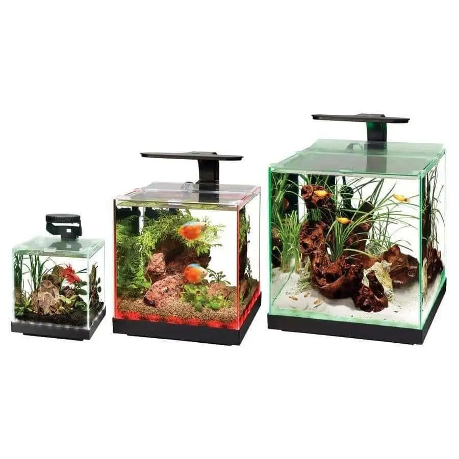 Aqueon Edge-Lit Cube Glass Freshwater and Saltwater Aquarium with Vibrant LED Lighting and Remote Control for Color Customization