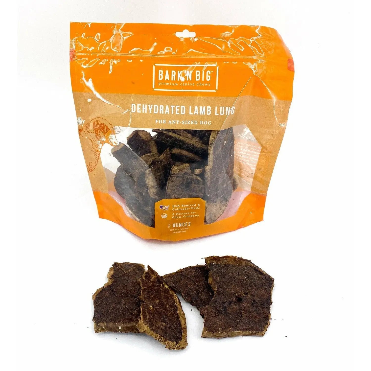 BarknBig 5oz Premium Natural Dehydrated Lung Chew Treats for All Dogs