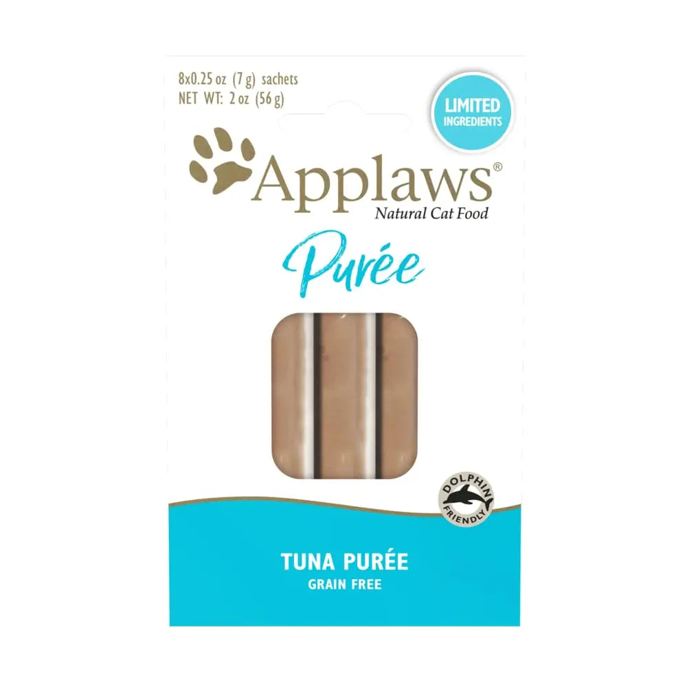 Applaws Natural Cat Treats - Tuna Puree Pack, 8 Pouches of 0.25 Ounce Each, 10 Packs per Case