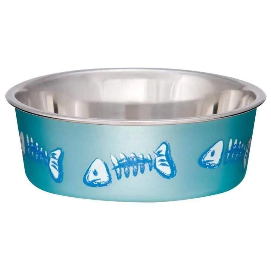 Loving Pets Bella Extra-Small Designer Cat Dish with Fish Skeleton Design