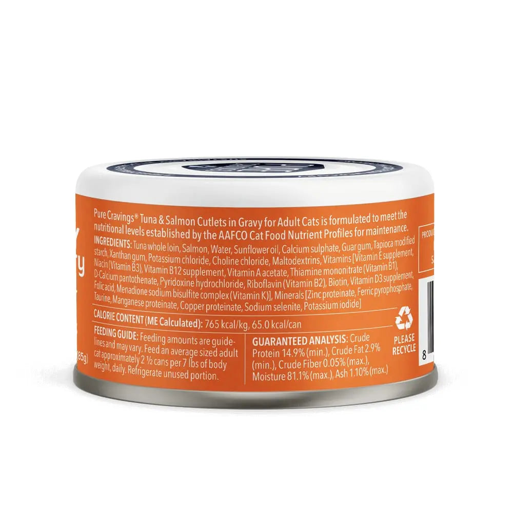 Pure Cravings: Innovative Wild Tuna & Salmon Cutlets in Gravy for Cats