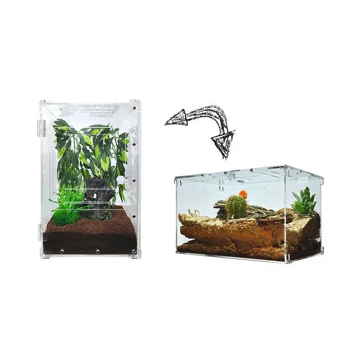 Large Transparent Acrylic Two-Way Enclosure for Reptile Breeding Terrarium Cage Tank