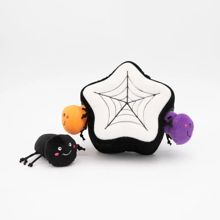 ZippyPaws Interactive Halloween Spider Web Dog Hide-and-Seek Toys for Endless Canine Entertainment