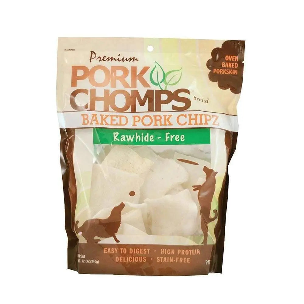 Pork Flavored Baked Chips Dog Treats - Premium Pork Chomps™, 12 Ounce Bag