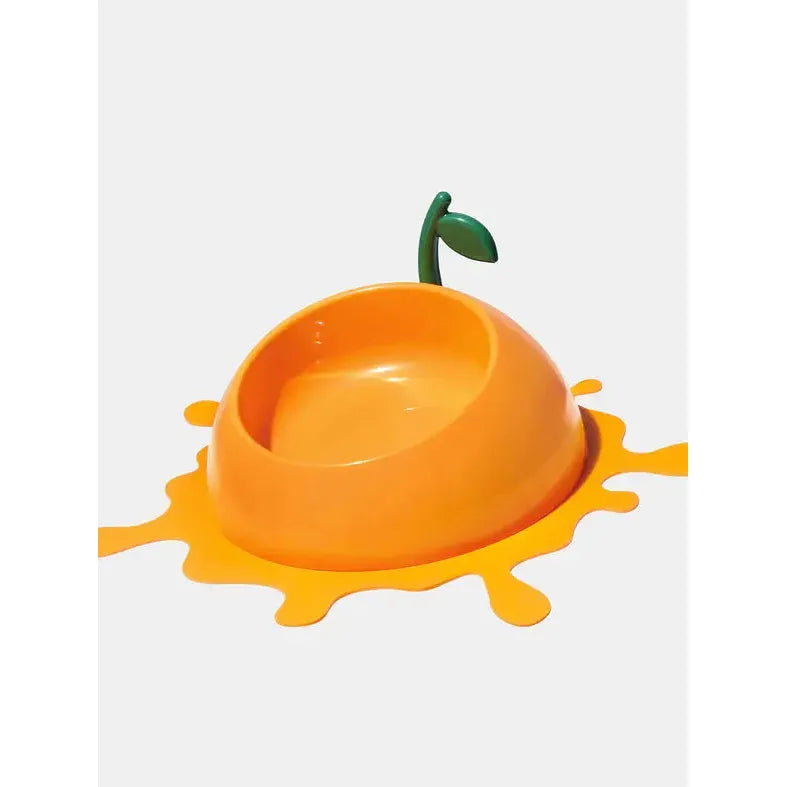 Vetreska Premium Juicy Pet Feeding Set: Bowl, Spoon and Non - Slip Mat in Tangerine Color