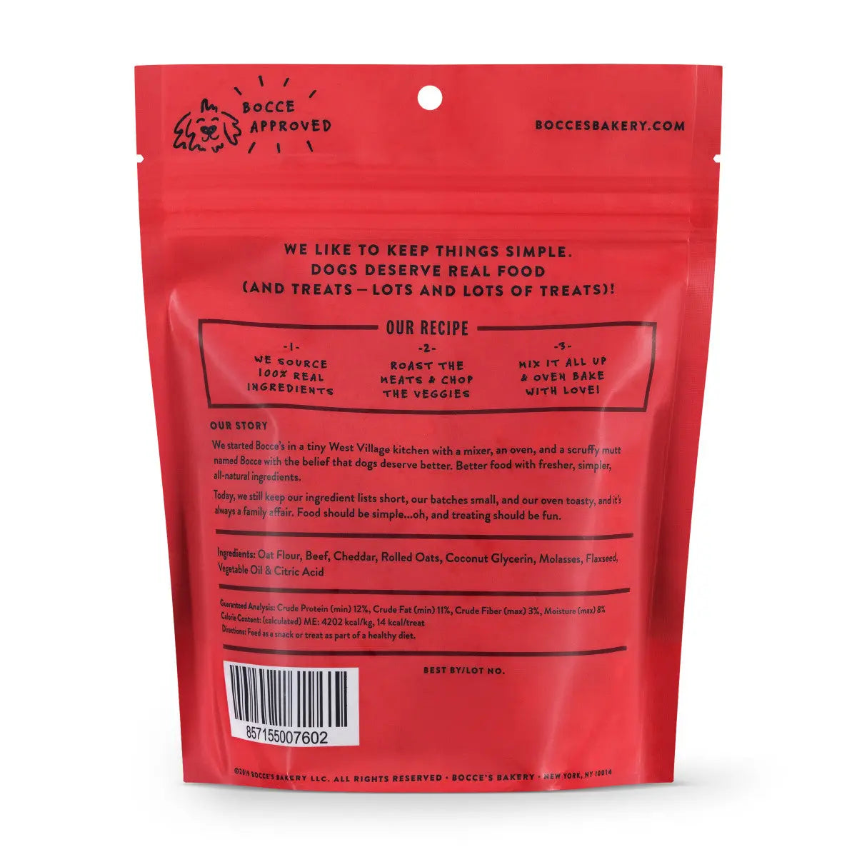 Bocce's Bakery Soft and Chewy Dog Biscuit Treats with a Say MOOOO Flavor, 6 Ounce Package