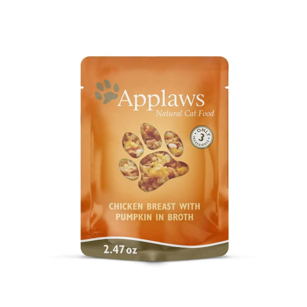 Applaws 12-Pack 2.47oz Pouches of Natural Wet Cat Food with Chicken Breast and Pumpkin in Broth