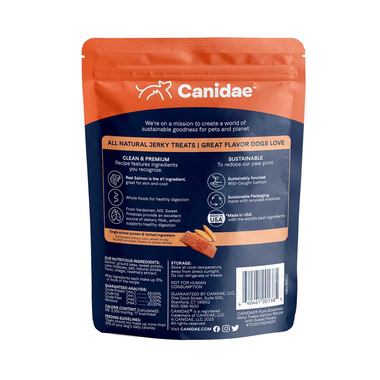CANIDAE Pure Grain - Free Dog Treats: 4 oz Salmon Jerky with Sweet Potato for Canine Delight