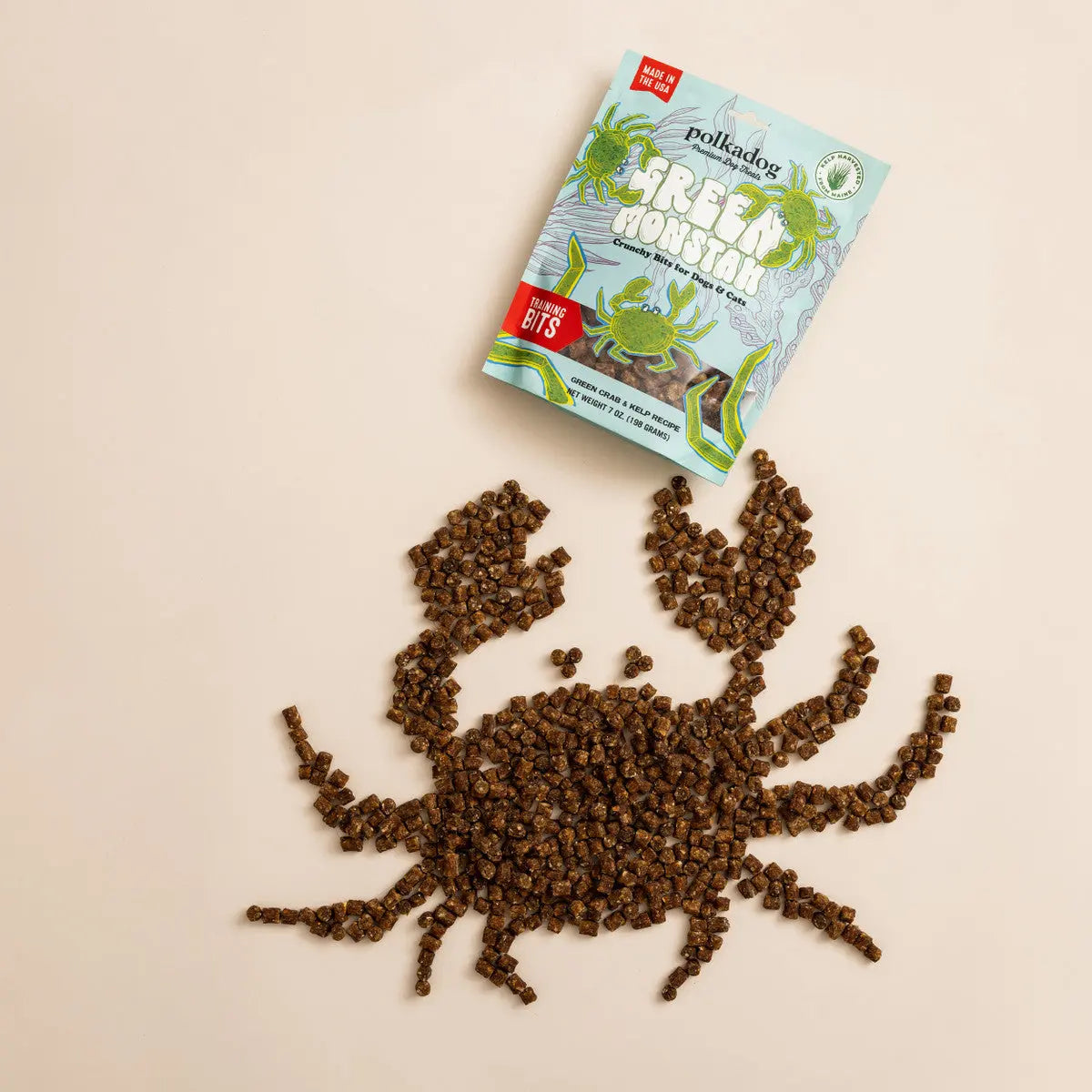 Polkadog Crunchy Green Monstah Training Bits - Ideal Treats for Dogs and Cats
