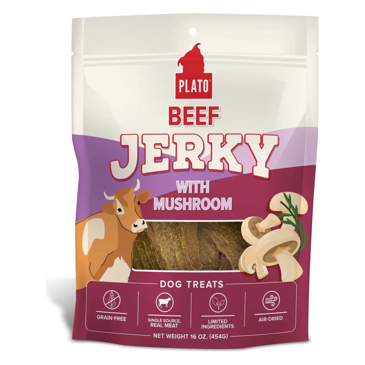Premium Plato Mushroom-Infused Beef Jerky Dog Treats for Discerning Canines