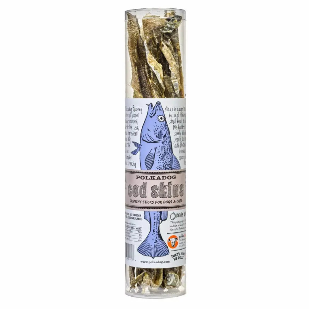 Polka Dog Natural Cod Skin Tall Tube Treats for Dogs and Cats - 4.7 Ounces