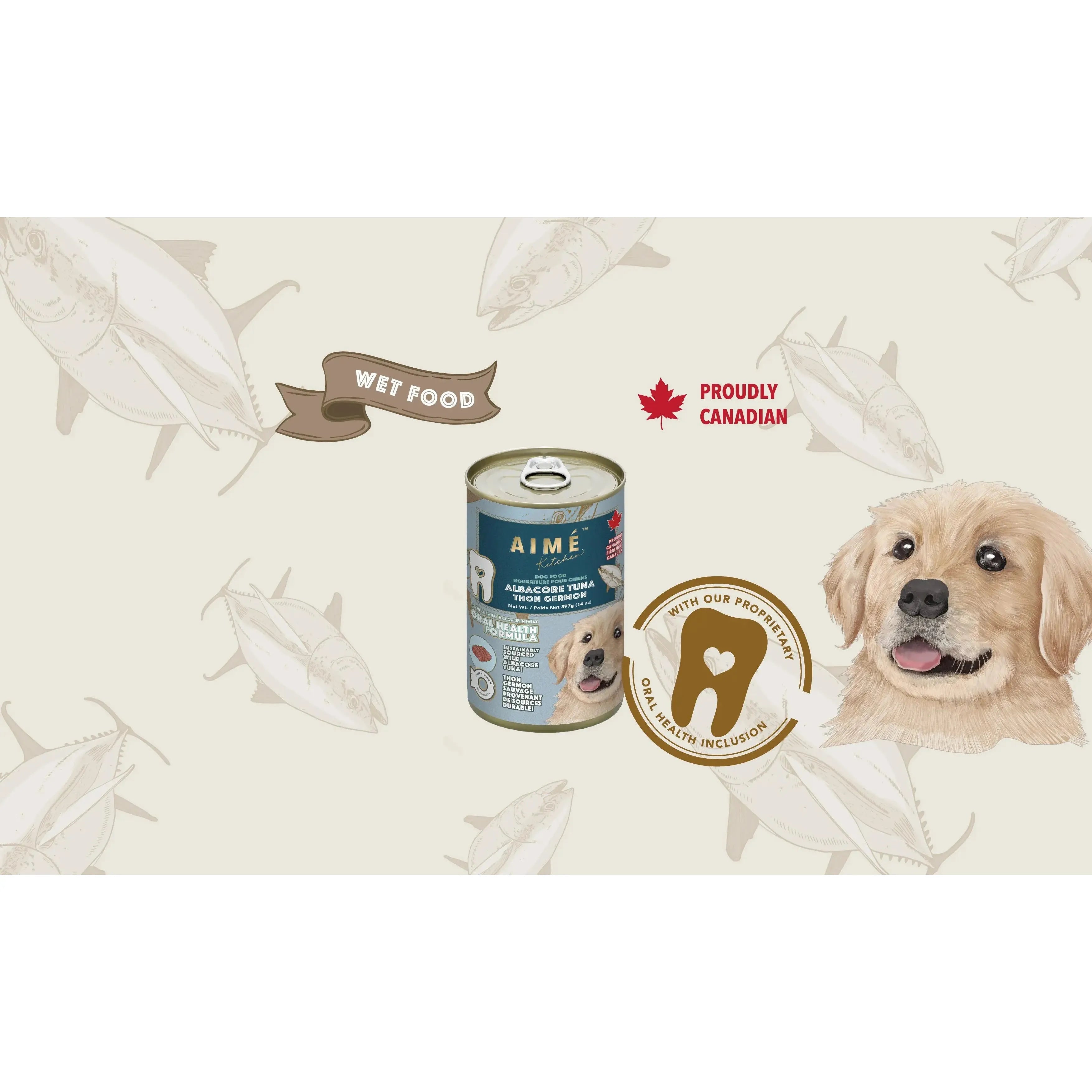 Aime Kitchen Oral-Healthy Wild Salmon Wet Dog Food, 12/14 oz Cans