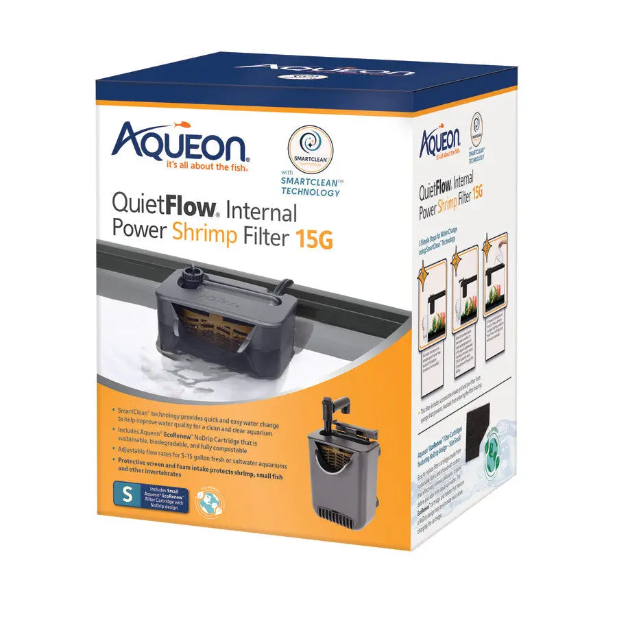 Aqueon QuietFlow SmartClean Internal Filter for Shrimp Tanks