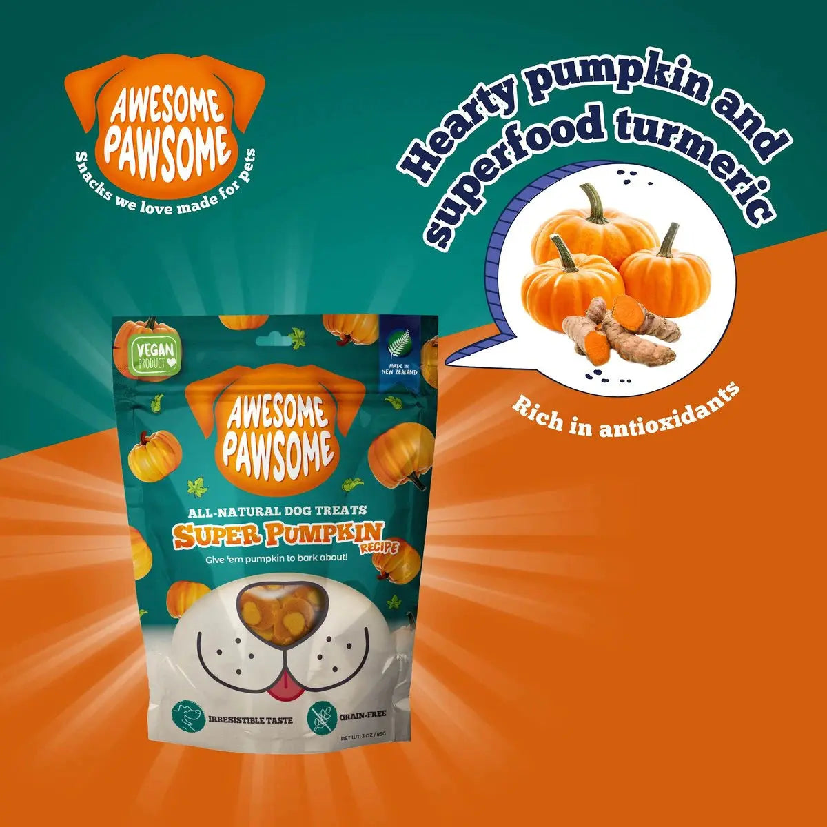 Incredibly Delightful Super Pumpkin Recipe Dog Treats - 3 Ounce Pack