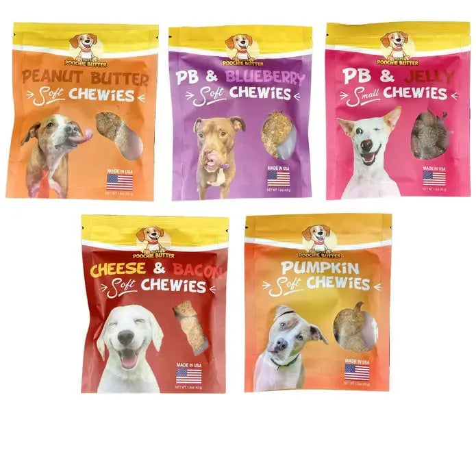 Poochie Butter Soft Chewy Baked Dog Treat Collection - 1.5 Ounce Package