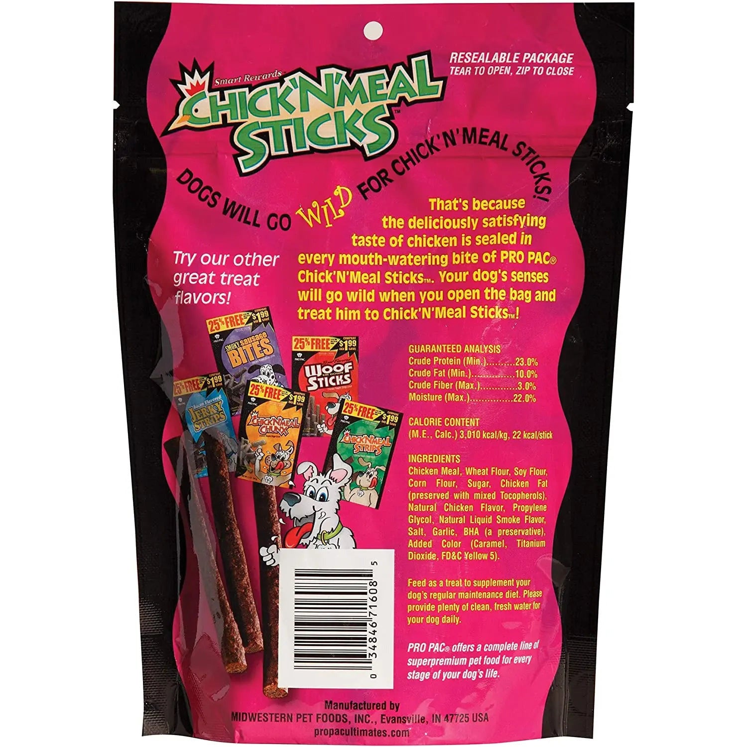 Pro Pac Smart Rewards Chewy Chicken Meal Dog Treat Sticks, 7.2 Ounce Package