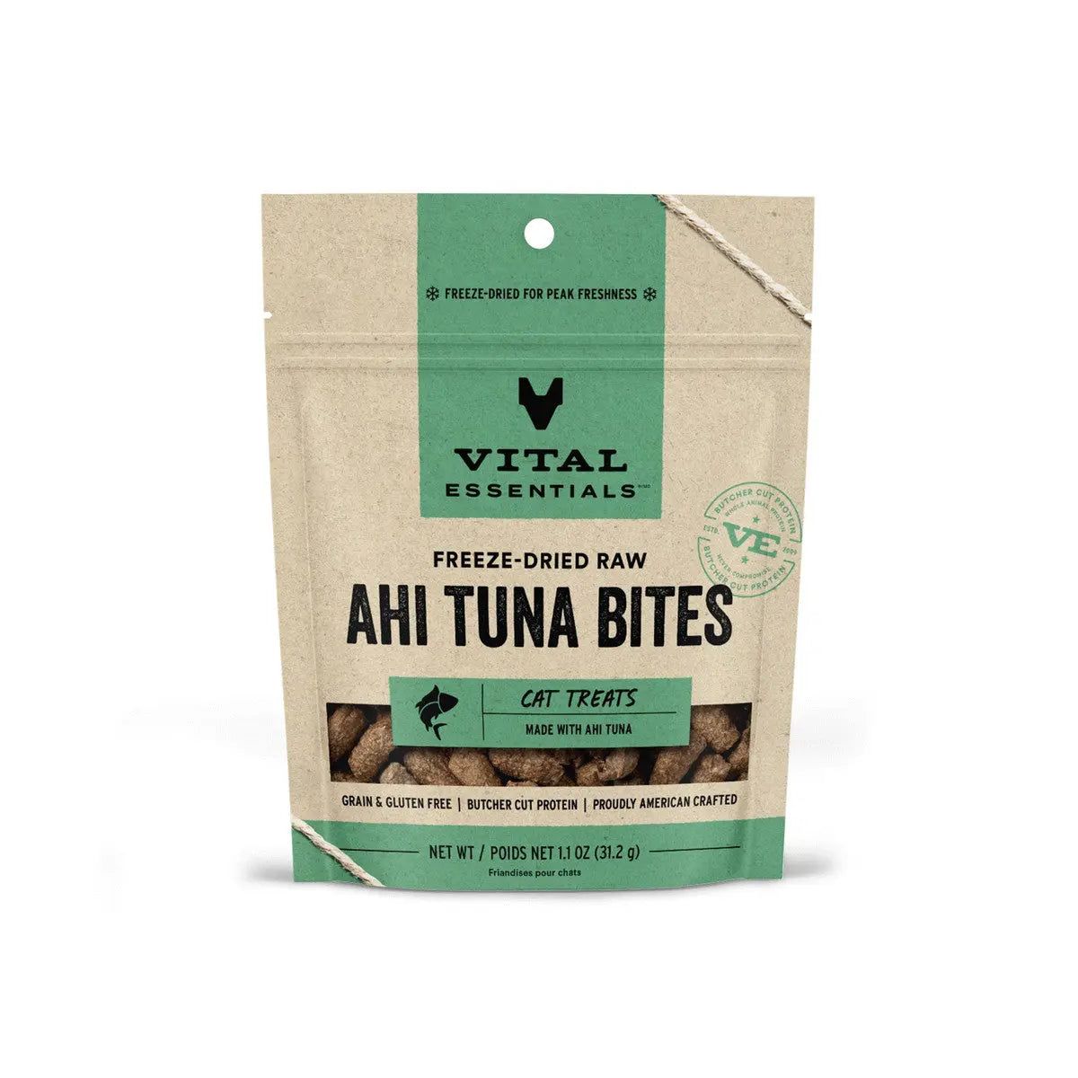 Vital Essentials® High - Quality Freeze - Dried Ahi Tuna Bites as Irresistible Cat Treats, 1.1 oz Package