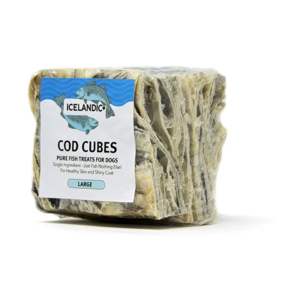 12-Piece Display of Large Icelandic Cod Skin Cubes for Dogs