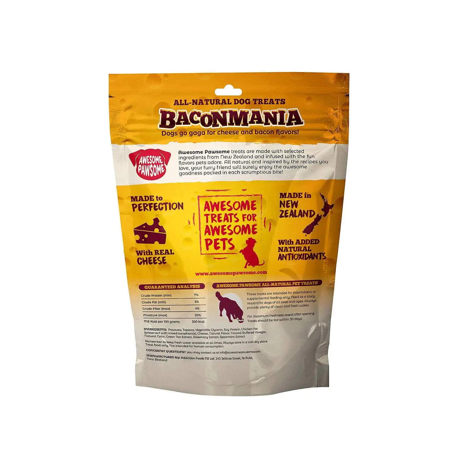 Delicious and Nutritious Bacon - flavored Dog Treats (3oz) - Awesome Pawsome Baconmania