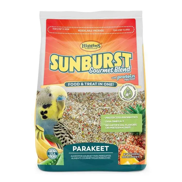 2 Lbs Higgins Gourmet Sunburst Blend Parakeet Food - Nutrient - Rich
