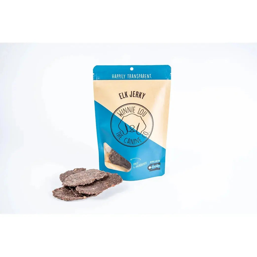 Winnie Lou Premium Grass - Fed Elk Jerky Dog Treats, 3.2 - ounce Package