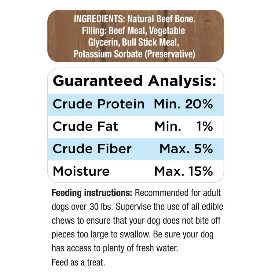 High - Quality Cadet Beef - Stuffed Shin Bone Chew Toy for Canine Companions